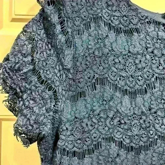 Lulus Take Me To Brunch Navy Blue Lace Mini Shift Dress Womens Size Large - Picture 5 of 7